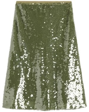 Ami Paris Sequin-Embellished Midi Skirt - Green