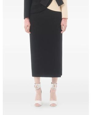 Valentino Garavani Wool Crepe Midi Skirt - Black