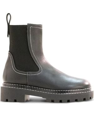 Poeve Contrast-Stitch Boots - Black
