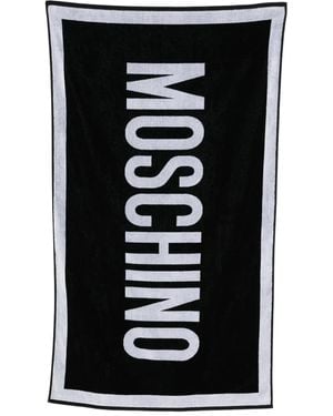 Moschino Logo-Jacquard Beach Towel - Black