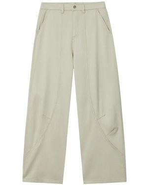 Mini Cream Seam-Detail Wide-Leg Pants - White