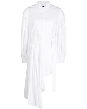 Juun.J Asymmetric Pleated Mini Shirtdress - White