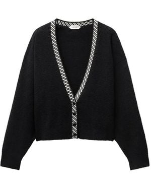 Versace Cardigan Medusa-Plaque À Rayures - Noir
