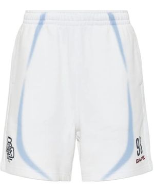 A Bathing Ape Logo-Print Elasticated-Waist Track Shorts - White