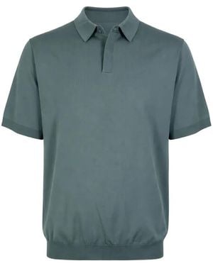 Devore Short-Sleeve Knitted Polo Shirt - Blue