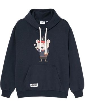 Chocoolate Bear-Print Hoodie - Blue