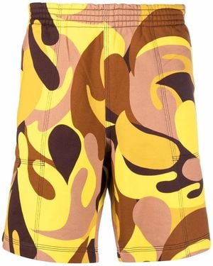 Marni Abstract-Print Track Shorts - Yellow