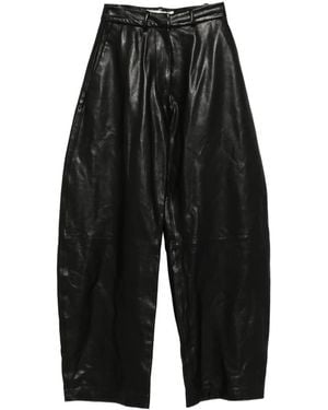 Nour Hammour Pantalon En Cuir À Coupe Ample - Noir