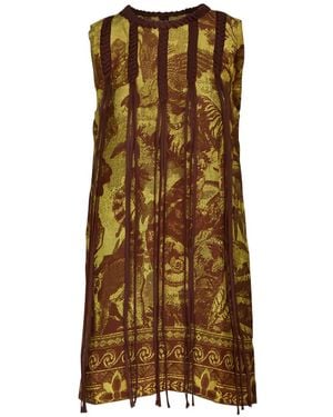 ALÉMAIS Braided-Fringe Mini Dress - Natural