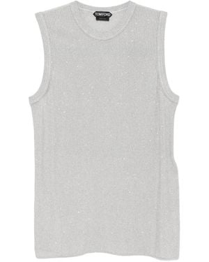 Tom Ford Sequin-Embellished Ribbed Tank Top - Gray