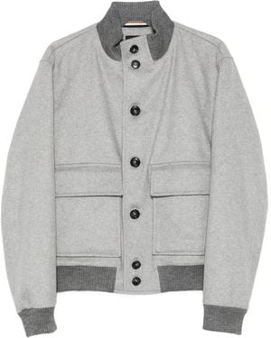 BOSS Button-Fastening Pocket Bomber Jacket - Grey