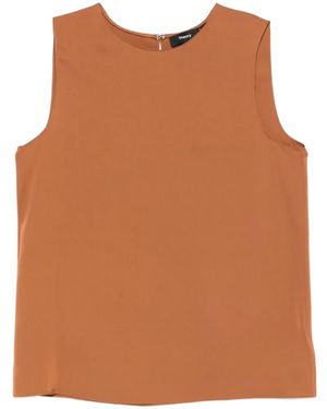 Theory Sleeveless Round-Neck Blouse - Brown