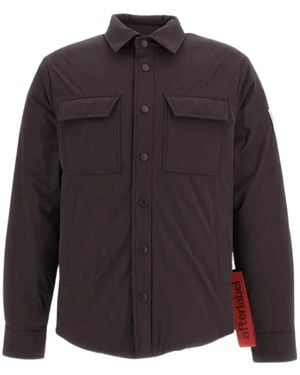 AFTER LABEL Belluno Logo-Patch Padded Shirt Jacket - Gray