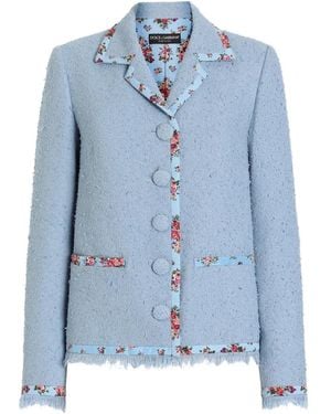 Dolce & Gabbana Single-Breasted Rachel Basketweave Jacket - Blue