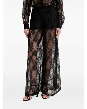 Bardot Hildie Lace-Panelled Wide-Leg Trousers - Black