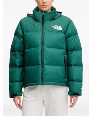 The North Face Zip Logo-Print Hooded Jacket - Green