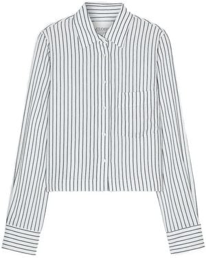Closed Striped Crop-Shirt - White