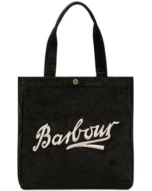 Barbour Carrick Cord Logo-Embroidered Tote Bag - Black