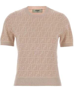 Fendi T-Shirt Mit Ff-Monogramm - Weiß