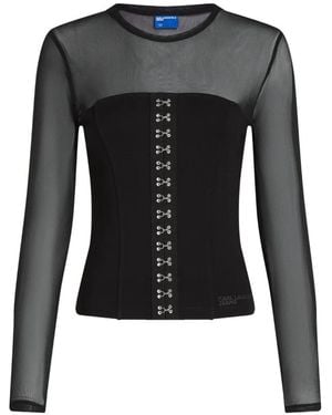 KARL LAGERFELD Mesh Corset Top - Black