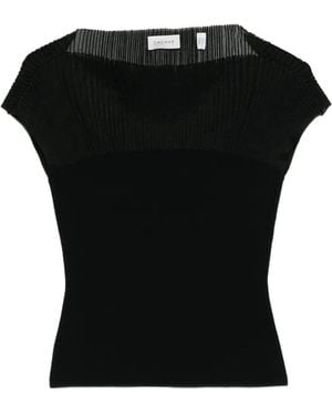 House of Dagmar コントラスト ニットトップ - ブラック