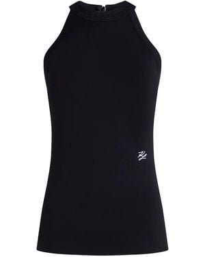 Karl Lagerfeld ラインストーン ホルターネックトップ - ブラック
