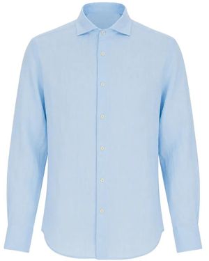 MC2 Saint Barth Pamplona Linen Long-Sleeve Shirt - Blue