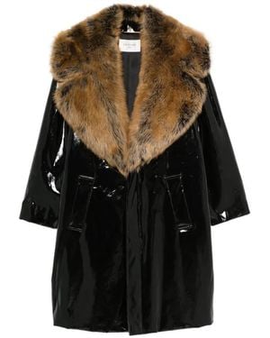 Saint Laurent Patent-Finish Coat - Black