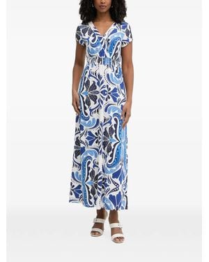 Morgan Robe Longue À Motif Cachemire - Blue
