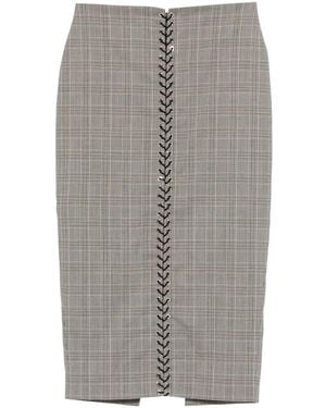 Ludovic de Saint Sernin Check-Pattern Drawstring Skirt - Grey