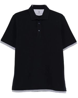 Brunello Cucinelli Buttoned trim polo shirt - Negro