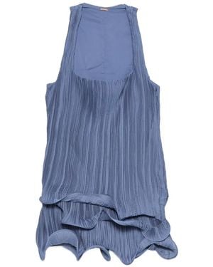 Cult Gaia Marsa Plissé-Effect Ruffled Mini Dress - Blue