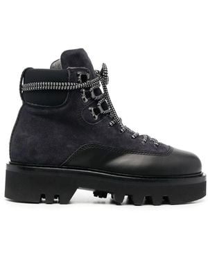 Furla Panelled Lace-Up Boots - Black