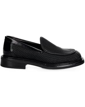 Filling Pieces Woven Leather Loafers - Black