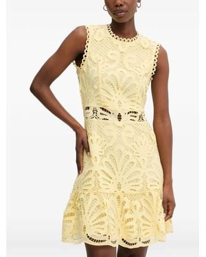 Morgan Rosli Guipure-Lace Ruffled Mini Dress - Yellow