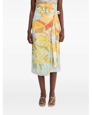 Never Fully Dressed Tie Floral Midi Skirt - Yellow
