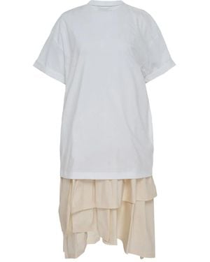 3.1 Phillip Lim Gelaagde T-Shirtjurk - Wit