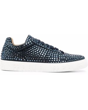 Philipp Plein Rhinestone Lace-Up Trainers - Blue