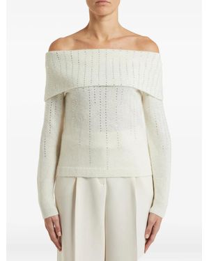 Pennyblack Off-Shoulder Embellished Sweater - White