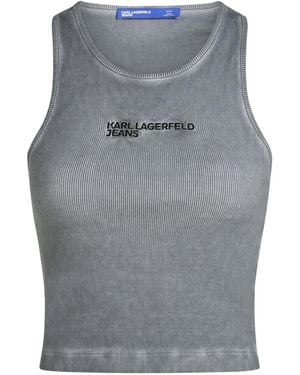 Karl Lagerfeld Geribbelde Tanktop - Grijs