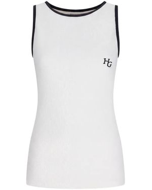 HOUSE OF GRAVITY Logo-Embroidered Ribbed-Knit Top - White