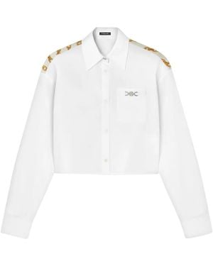 Versace Camicia Crop Chain Stripes - Bianco