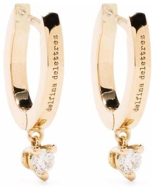 Delfina Delettrez 18Kt Huggie Hoop Diamond Drop Earrings - Natural