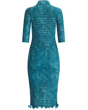 Fendi Pleated Faded Midi Dress - Blue