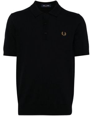 Fred Perry Klassisch Gestricktes Poloshirt - Schwarz