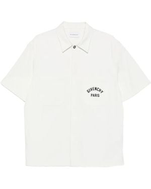 Givenchy Paris Signature Embroidered Short-Sleeved Shirt - White