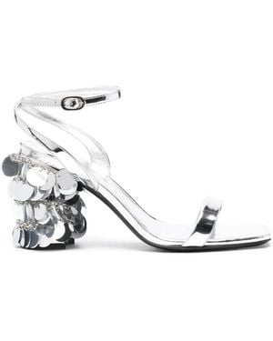 Rabanne 95Mm Paillette-Embellished Sandals - White