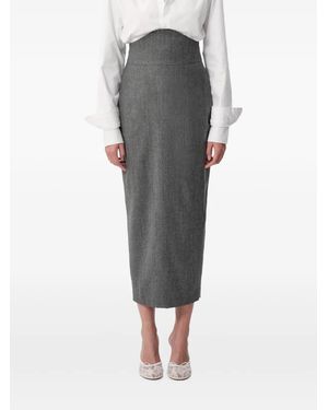 Concepto Marble High-Waisted Straight Midi Skirt - Grey