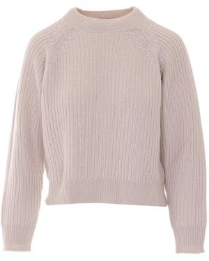 Alpha Studio Ribbed-Knit Raglan-Sleeve Sweater - Natural