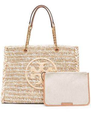 Tory Burch Ella Crochet Straw Tote Bag - Natural